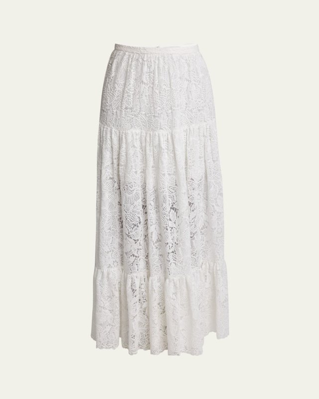 Tiered Floral Lace Skirt